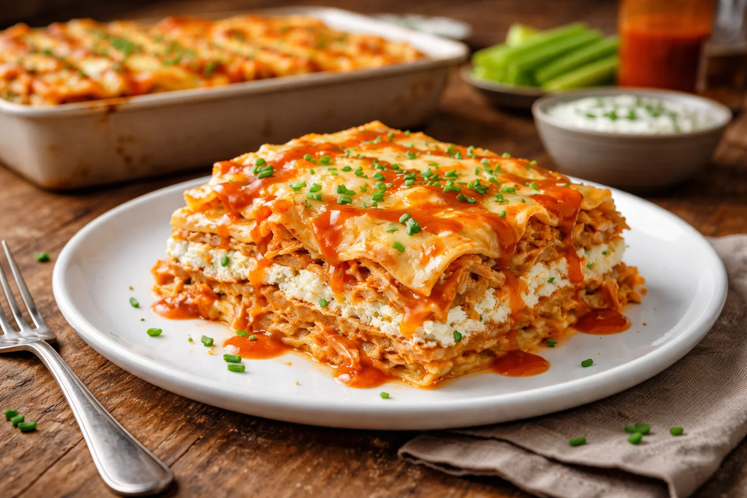 Buffalo Chicken Lasagna with a Ranch Twist - Yum in Every Bite!