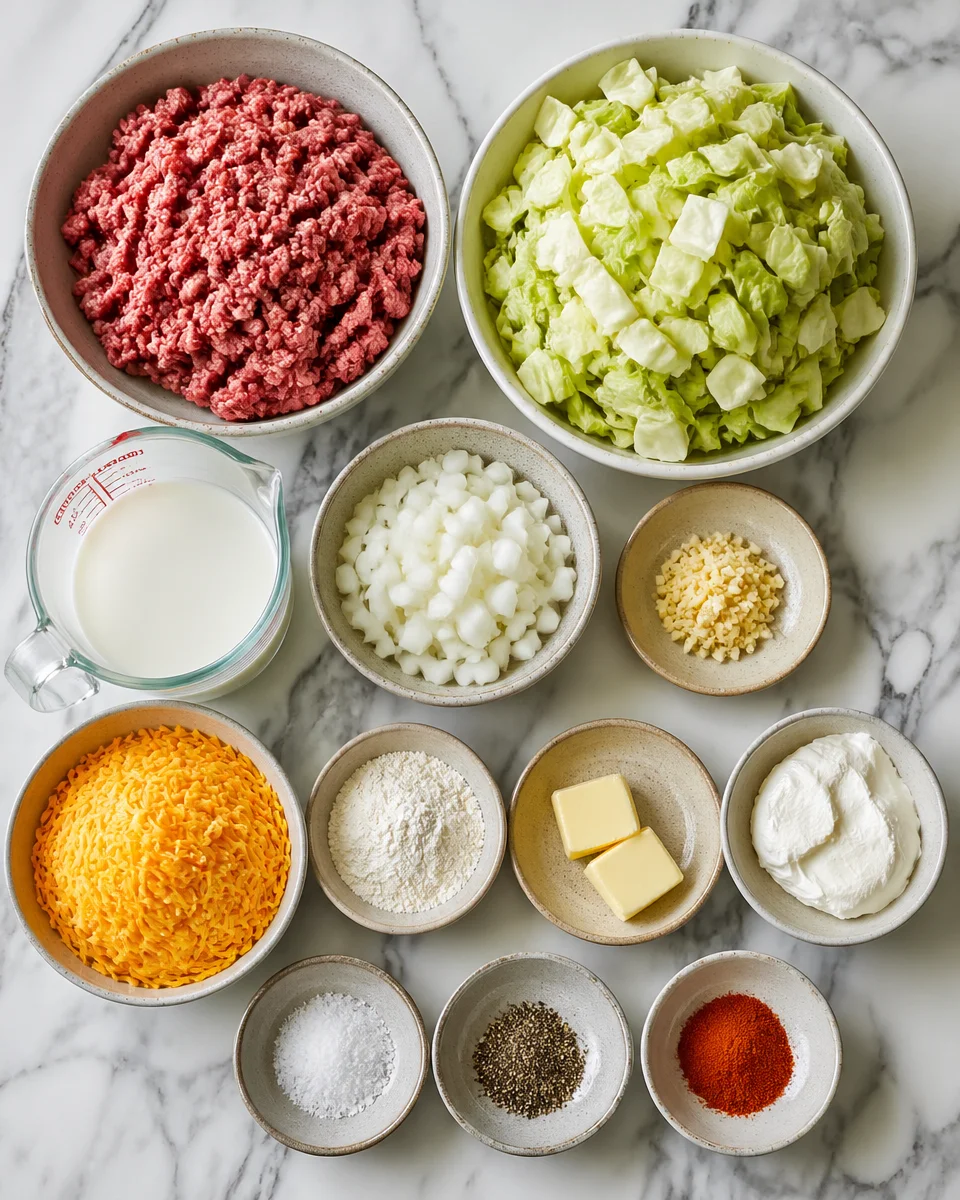 Creamed cabbage and ground beef casserole