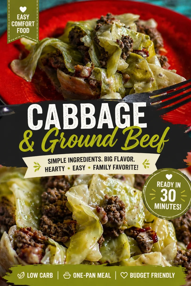 Creamed cabbage and ground beef casserole