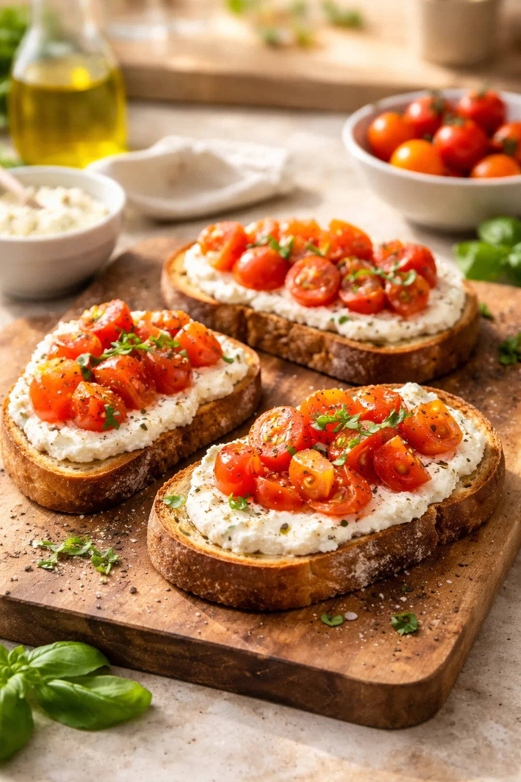 Ricotta and Tomato sourdough toast