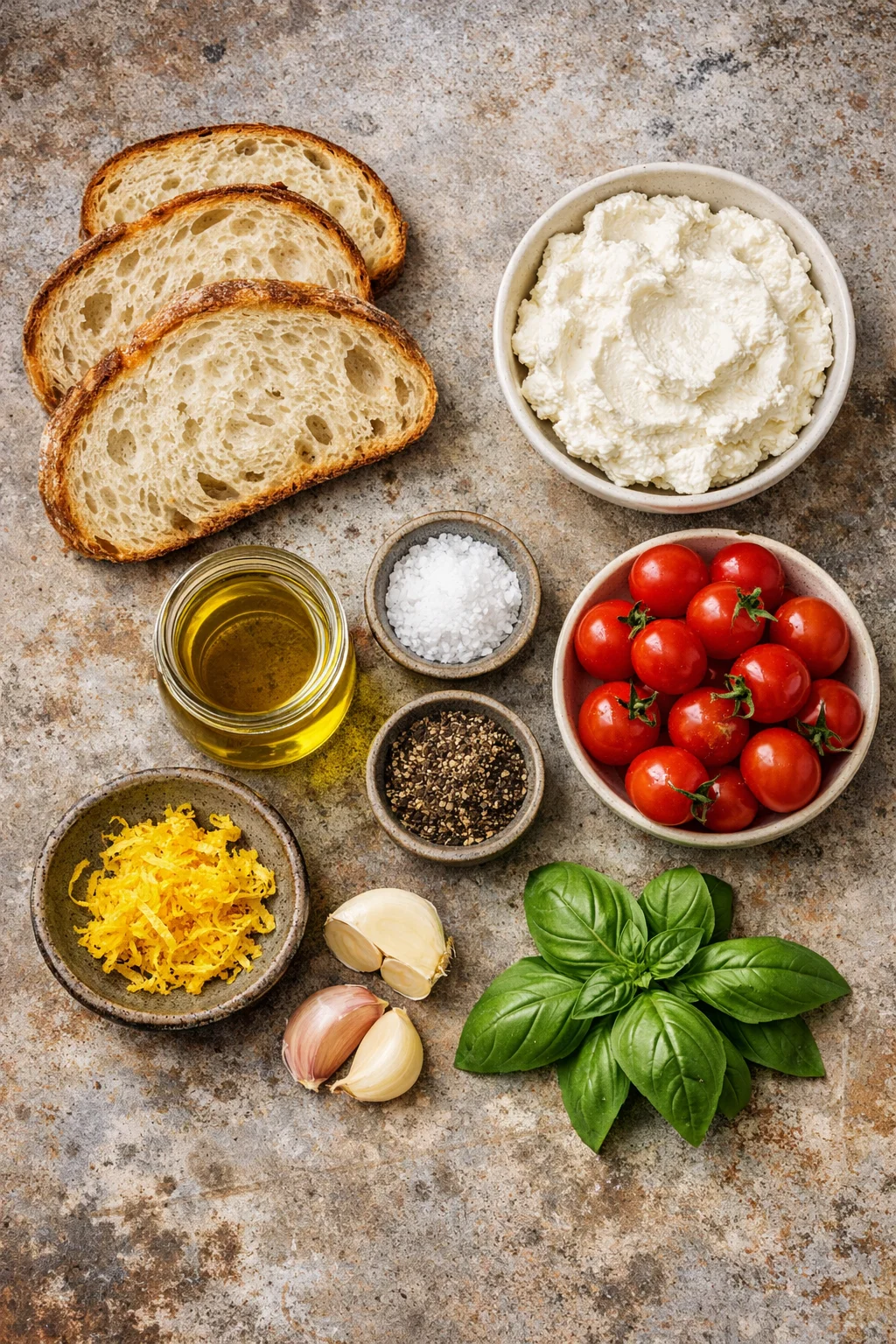 Ricotta and Tomato sourdough toast