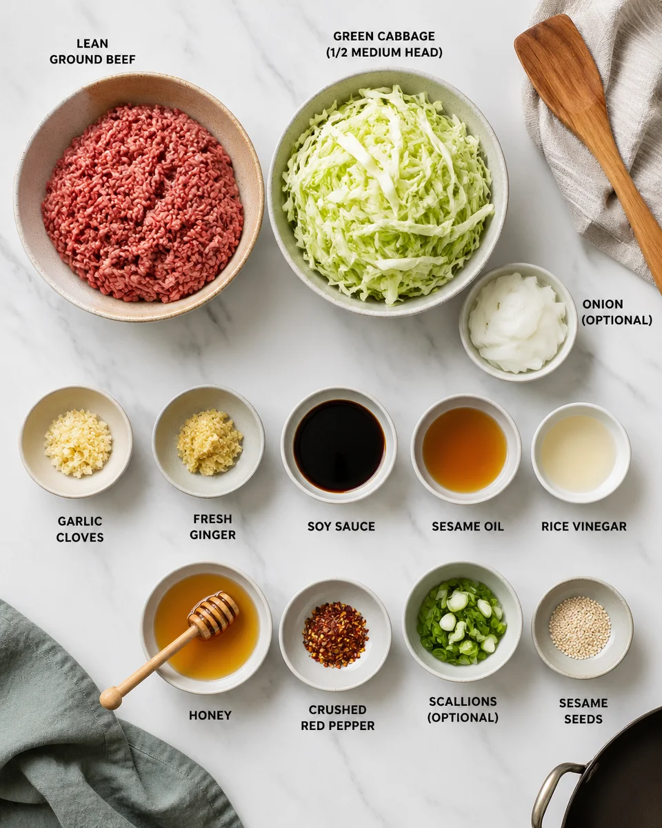 Chinese ground beef and cabbage stir fry