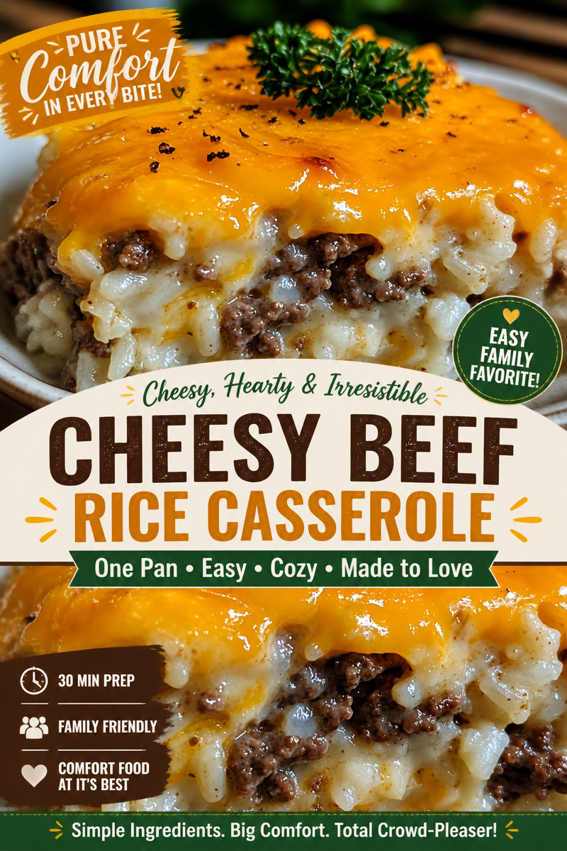 Cheesy ground beef and rice casserole