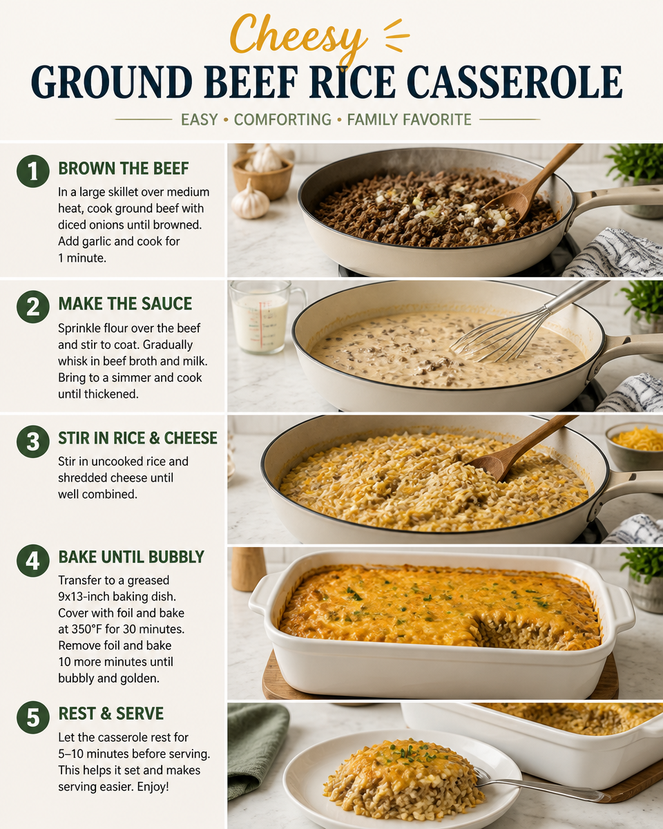 Cheesy ground beef and rice casserole