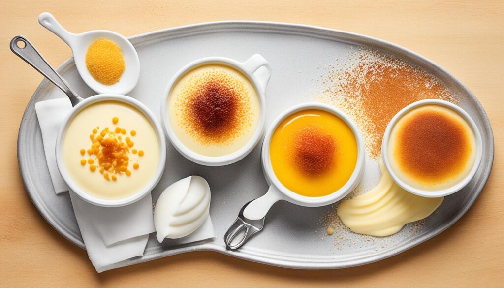 Custard ingredients and crème brûlée recipes