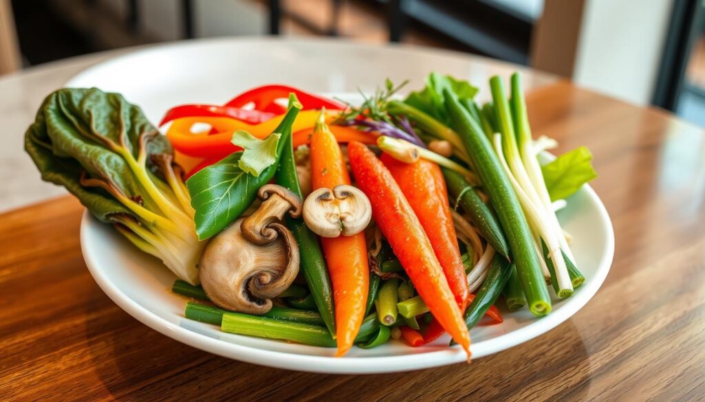 Contemporary Chinese cuisine with seven vegetables