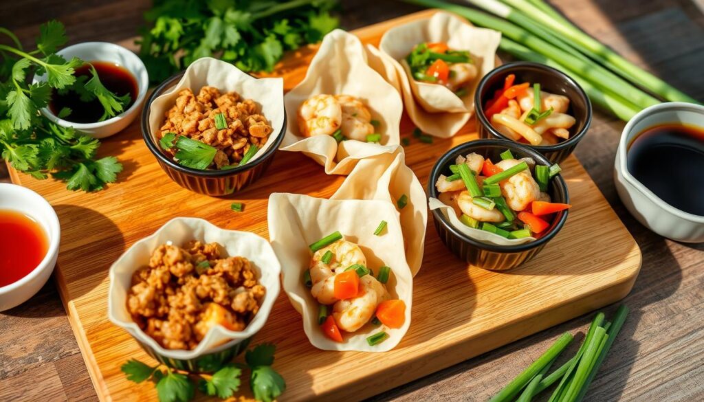 Wonton fillings and portion sizes