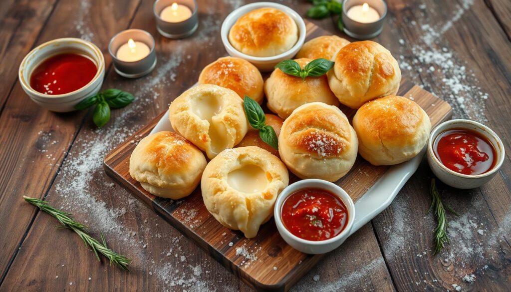 Serving gooey mozzarella biscuit bombs