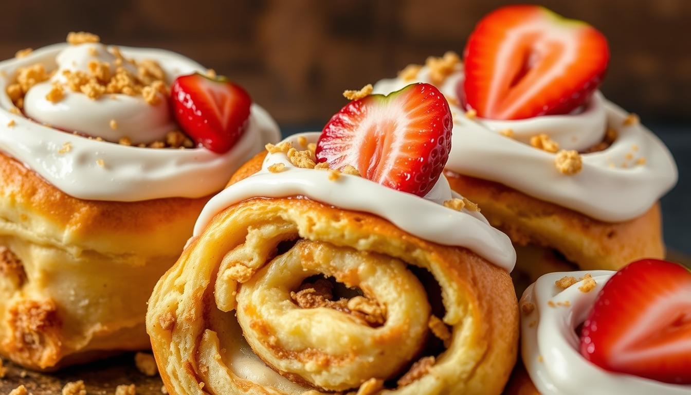 strawberry cheesecake cinnamon rolls
