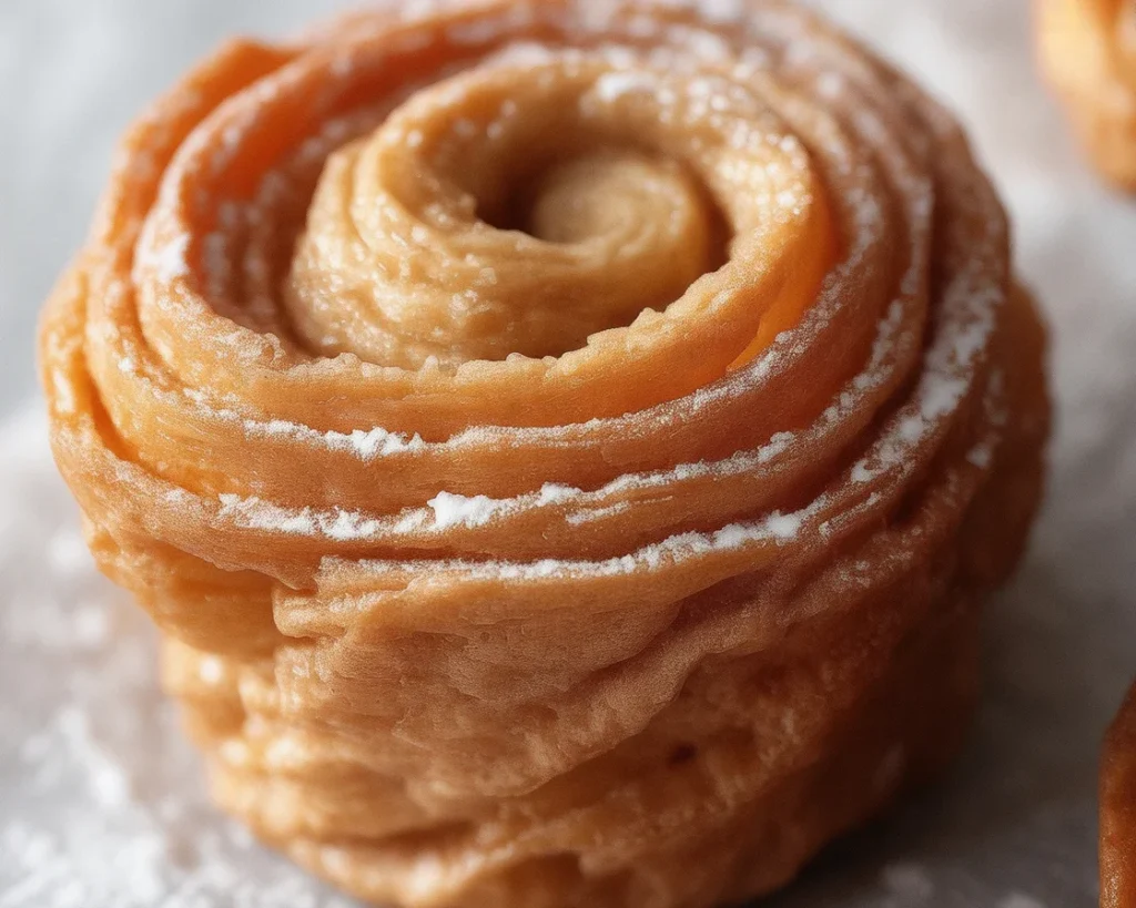 Churro Cruffins coated in cinnamon sugar and filled with dulce de leche cream.
