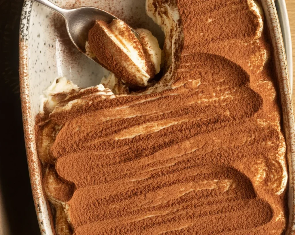 Delicious homemade Italian Tiramisu with layers of mascarpone cream and coffee-soaked ladyfingers.