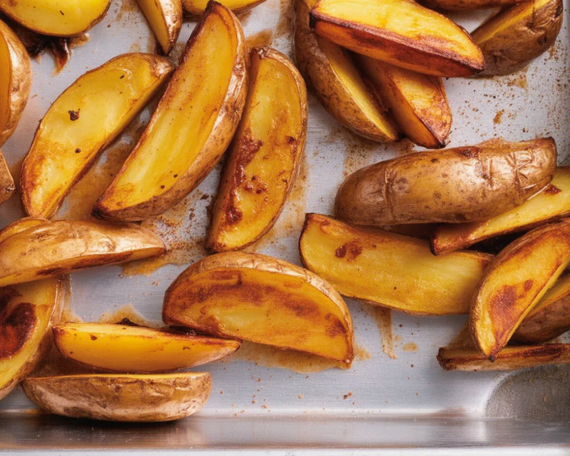 Crispy Potato Wedges with a golden crunchy exterior and soft interior served in a bowl.