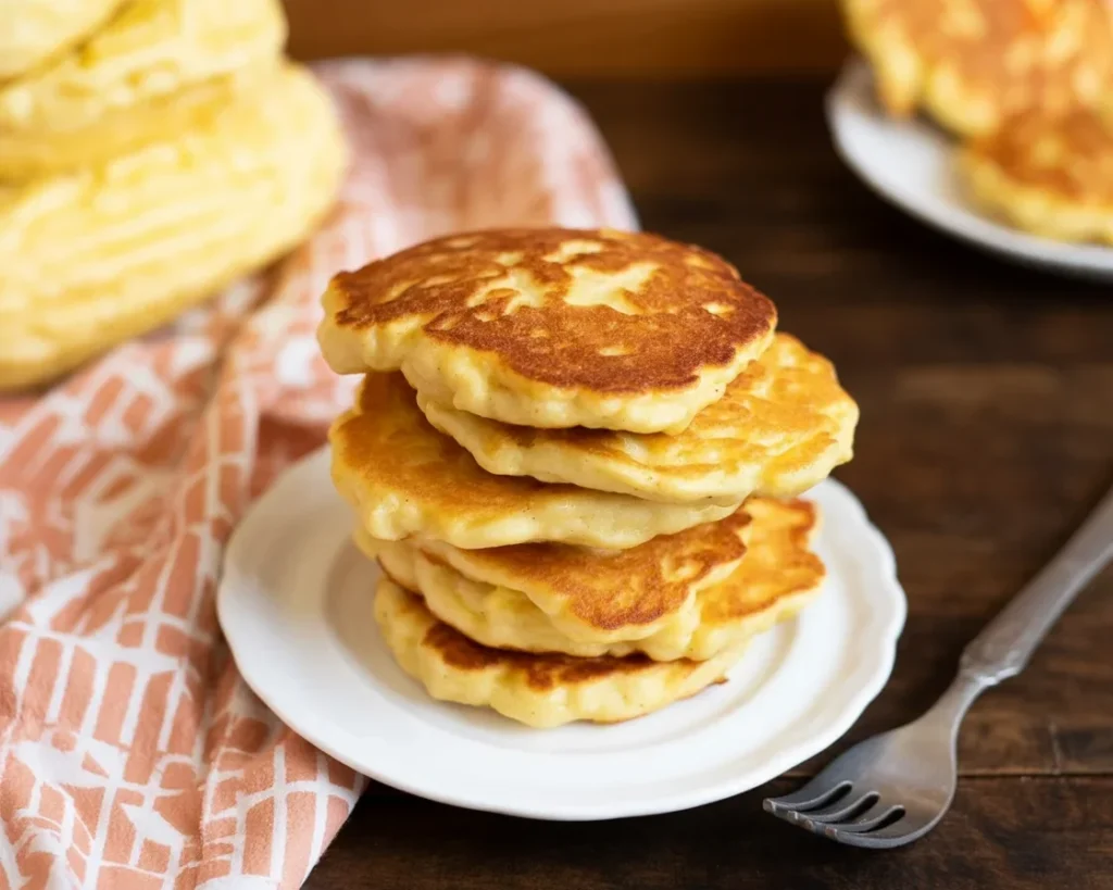 Delicious easy corn fritters served on a plate with dipping sauce.