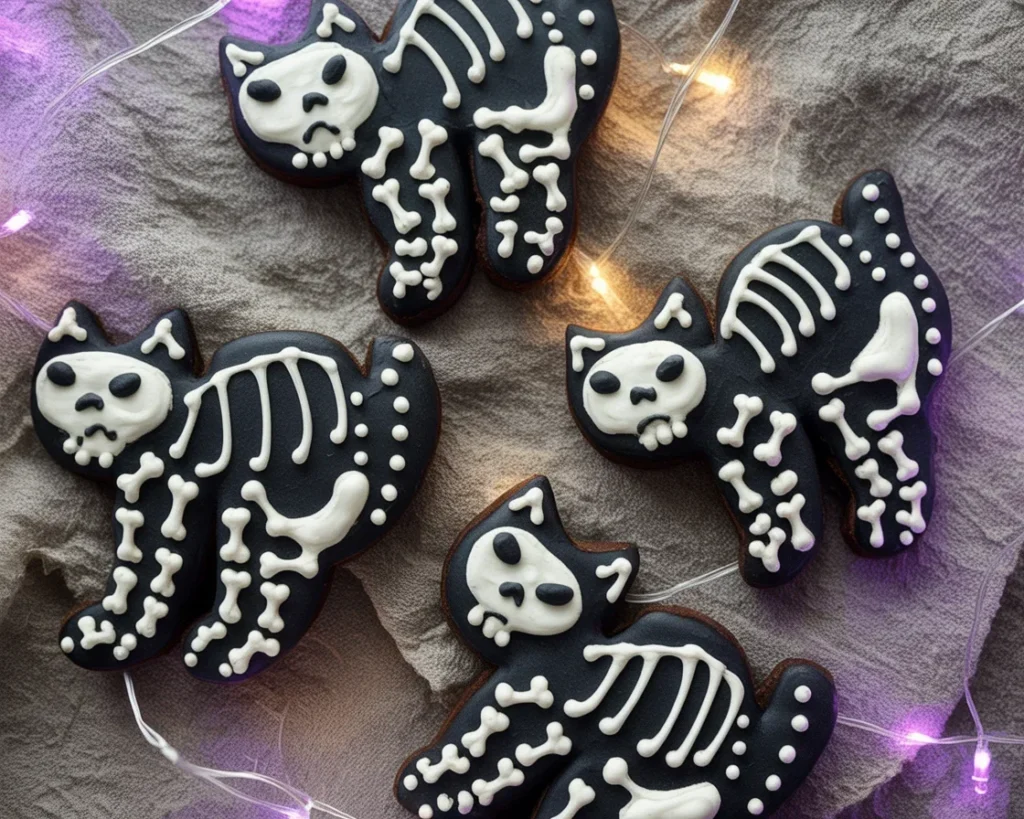 Pastel Halloween Skeleton Sugar Skulls Cookies decorated for a festive celebration.