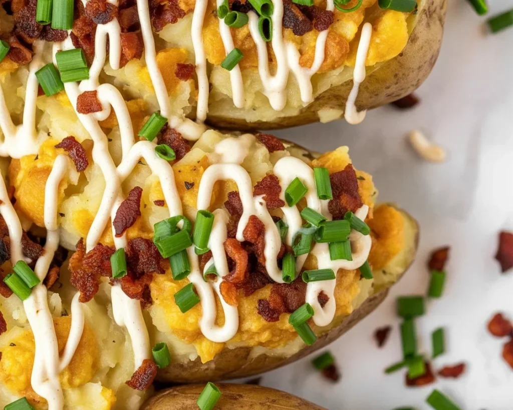 High-Protein Vegetarian Stuffed Potatoes with lentils and fresh toppings