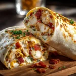 Bacon Ranch Chicken Wraps with lettuce and chicken in a tortilla
