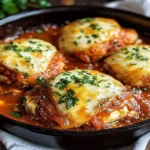 Baked Italian chicken thighs garnished with herbs and spices