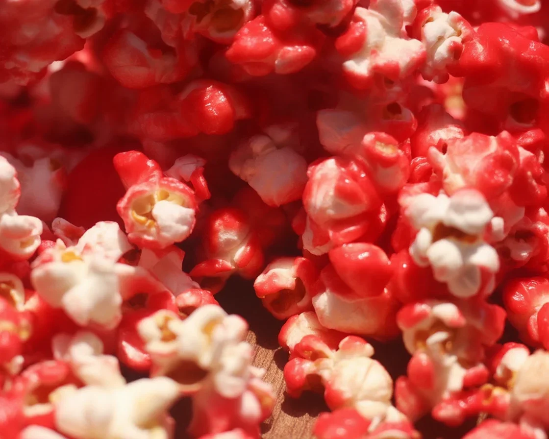 Delicious Bloody Popcorn with a natural colorant for healthy snacking.