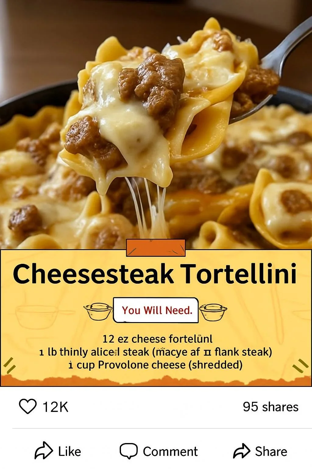 Delicious Cheesesteak Tortellini with juicy beef and creamy sauce
