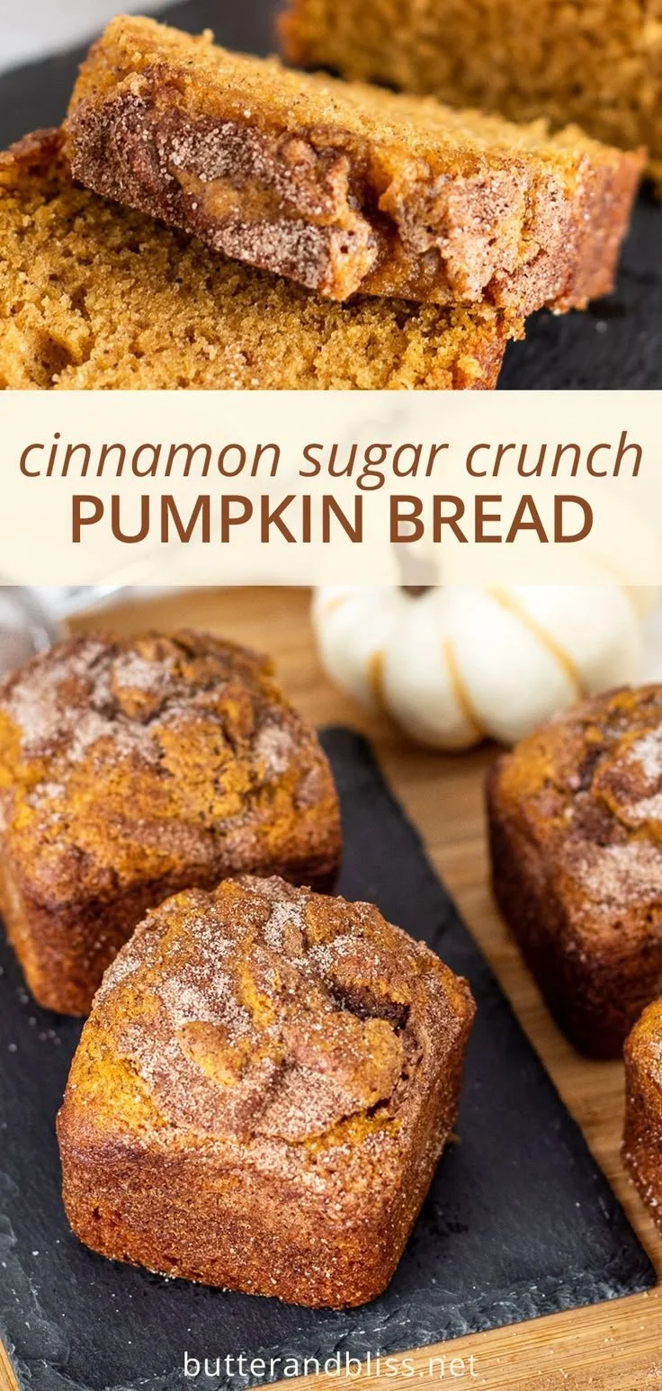 Cinnamon swirl pumpkin bread mini loaves fresh out of the oven