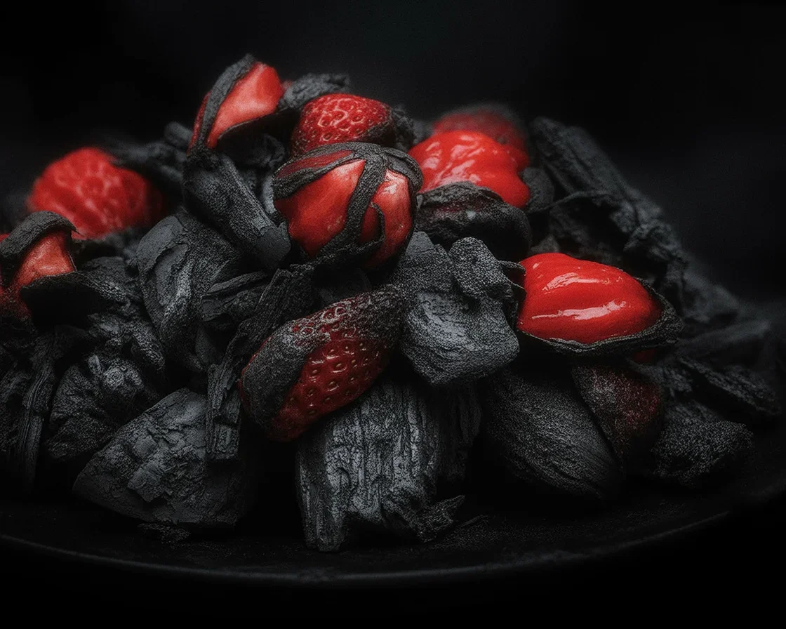 Cinnamon Embers jar candle in red glass, infused with spicy cinnamon and wood smoke.