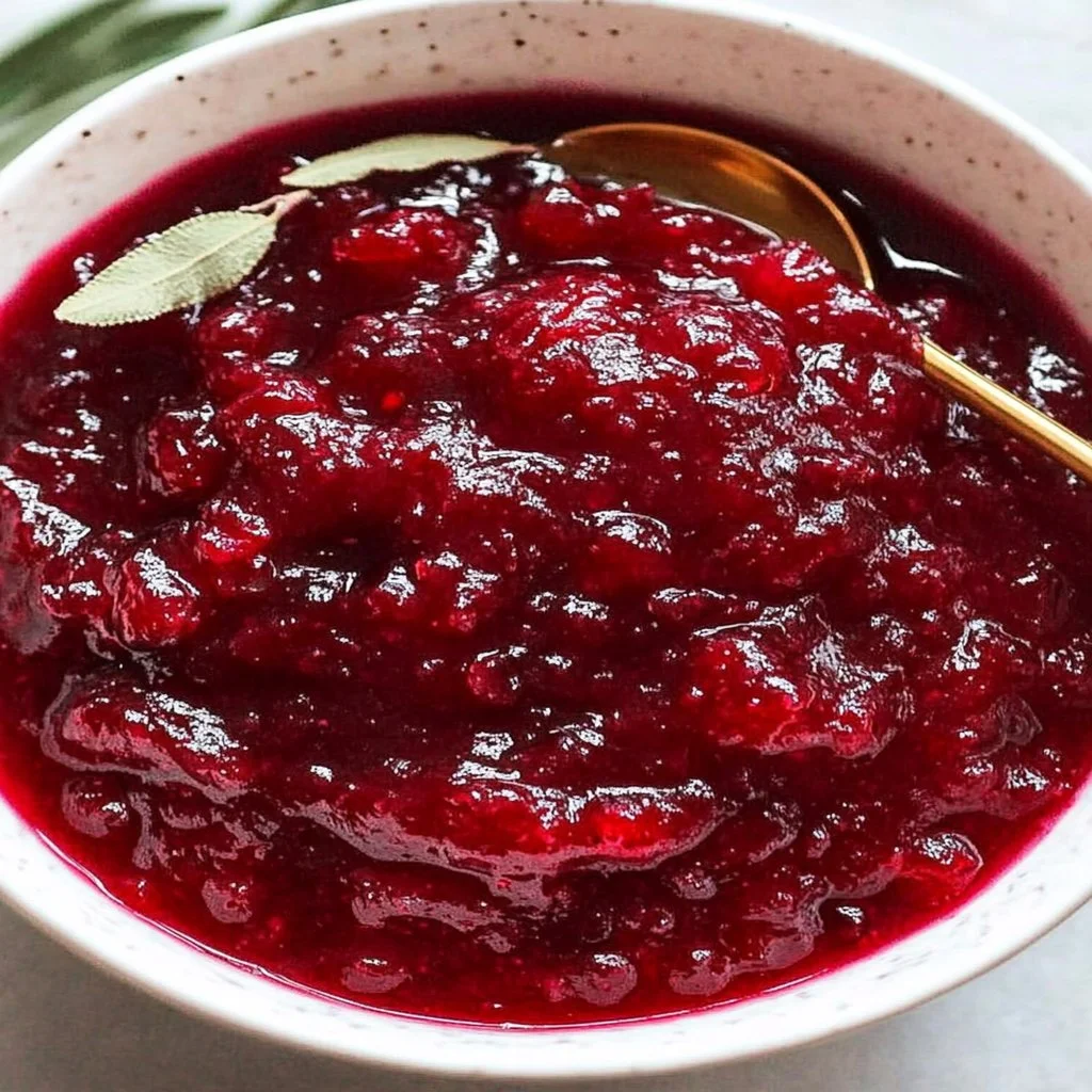 Delicious homemade cranberry sauce in a bowl with fresh cranberries