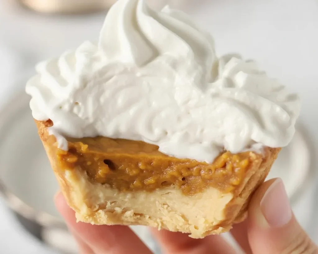 Gluten Free Vegan Mini Pumpkin Pie Cups in a flaky crust with creamy filling.
