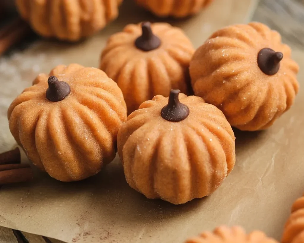 Delicious Pumpkin Cheesecake Truffles coated in white chocolate, perfect for autumn.