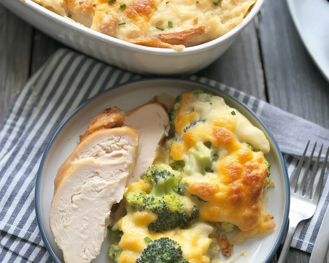 Delicious Easy Broccoli Cheese Casserole topped with buttery Ritz Crackers