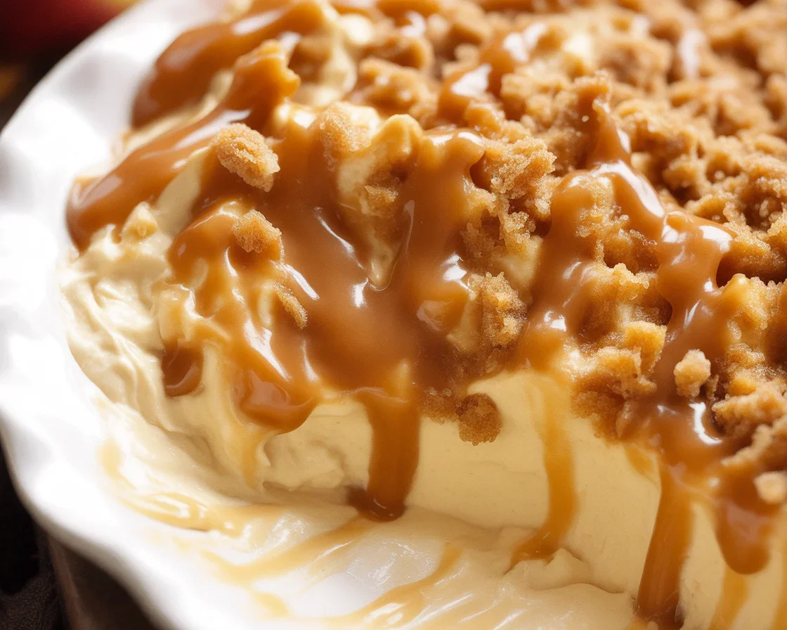 Delicious Easy Caramel Apple Cheesecake Dip served with apple slices