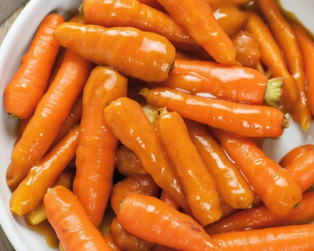 Slow Cooker Maple & Brown Sugar Glazed Carrots in a bowl ready to serve.
