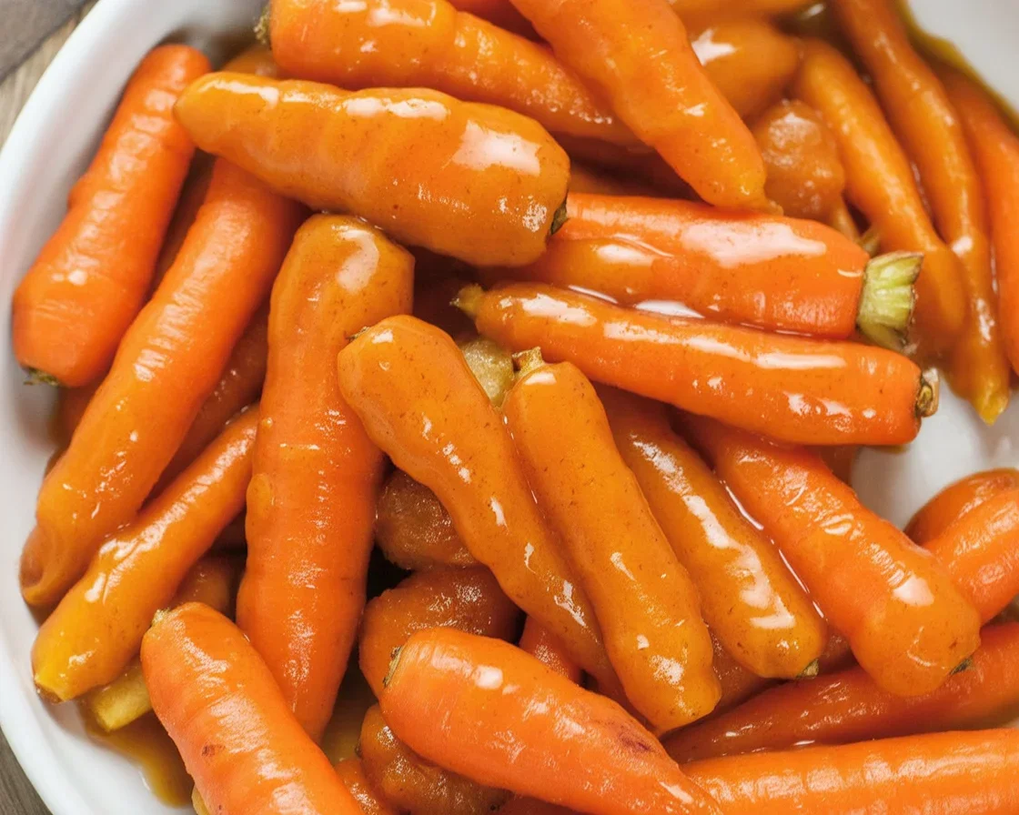 Slow Cooker Maple & Brown Sugar Glazed Carrots in a bowl ready to serve.