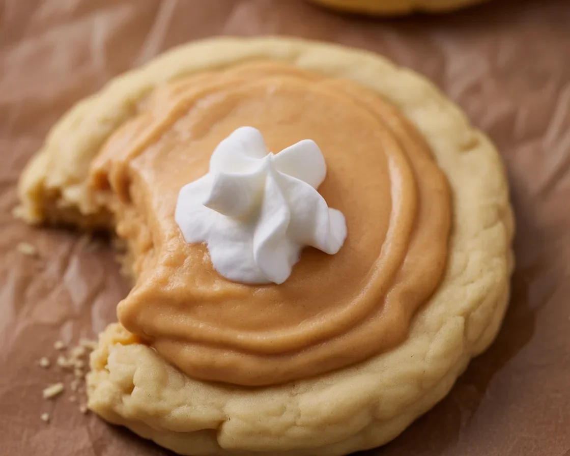 Delicious Crumbl Pumpkin Pie Cookies topped with creamy frosting and pumpkin spice.