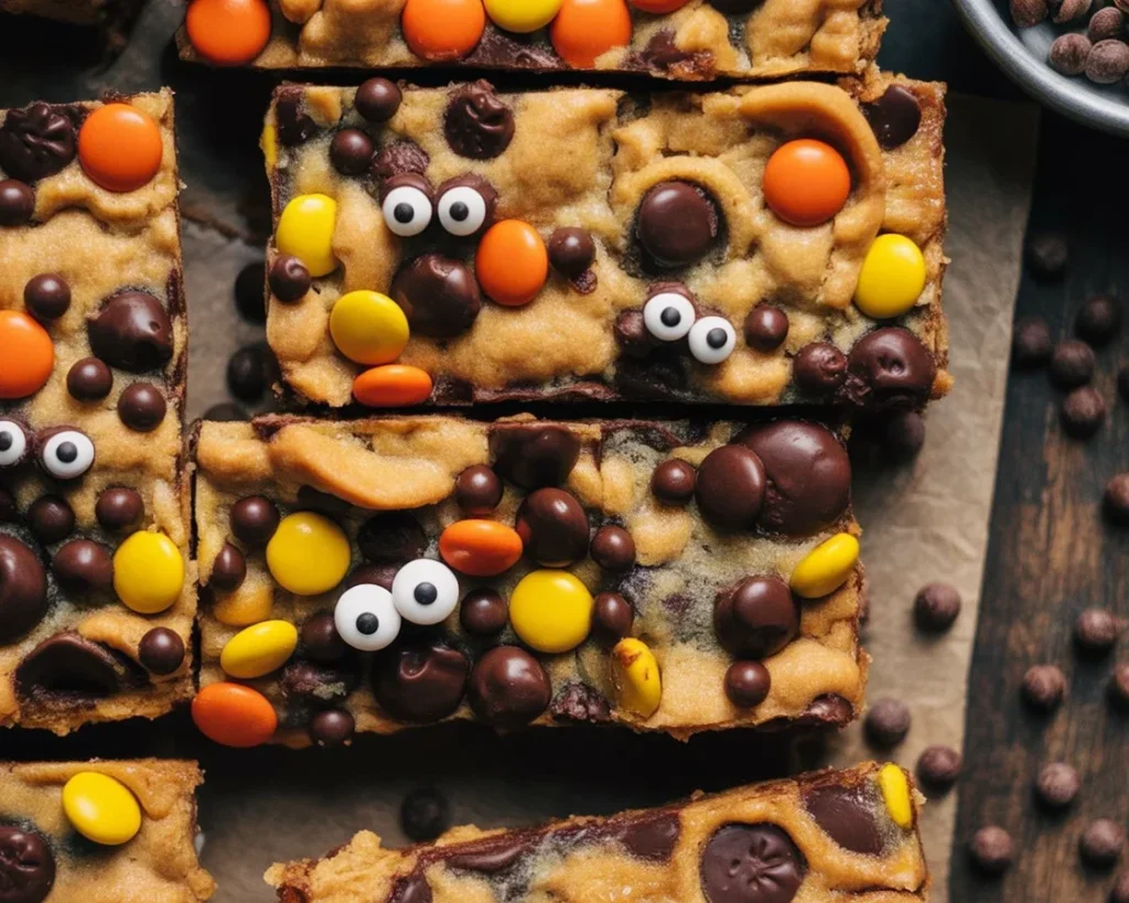 Halloween Brookies with layers of brownie and cookie dough, perfect spooky treats.