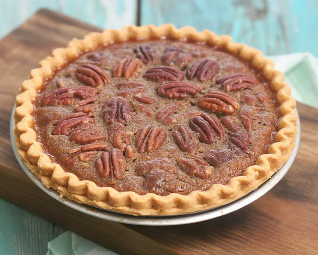 Delicious EASY SOUTHERN PECAN PIE with a buttery crust and rich filling with pecans