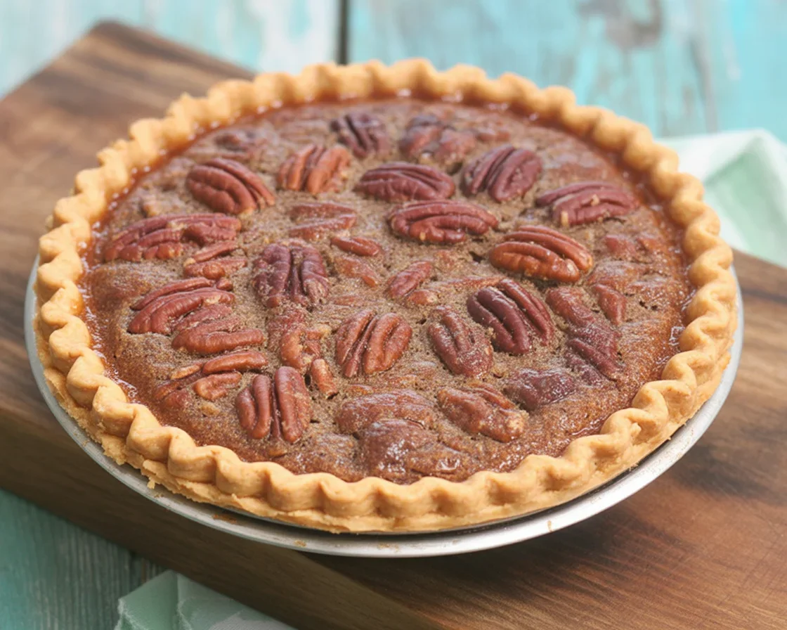 Delicious EASY SOUTHERN PECAN PIE with a buttery crust and rich filling with pecans