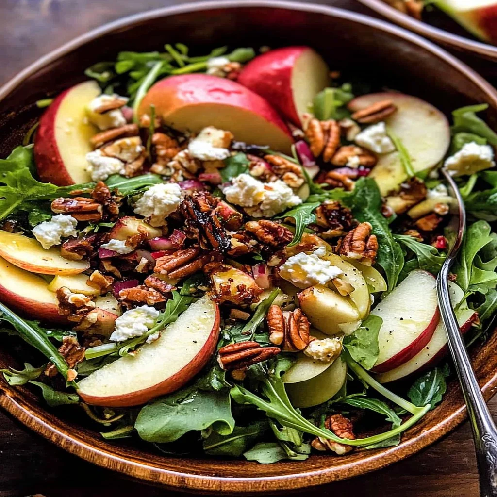 Delicious Fall Apple Salad with fresh apples, nuts, and greens.