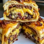 Garlic Butter Bacon Cheeseburger Rollups served on a platter