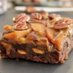 Delicious Pecan Pie Brownies with gooey topping over chocolate brownie base