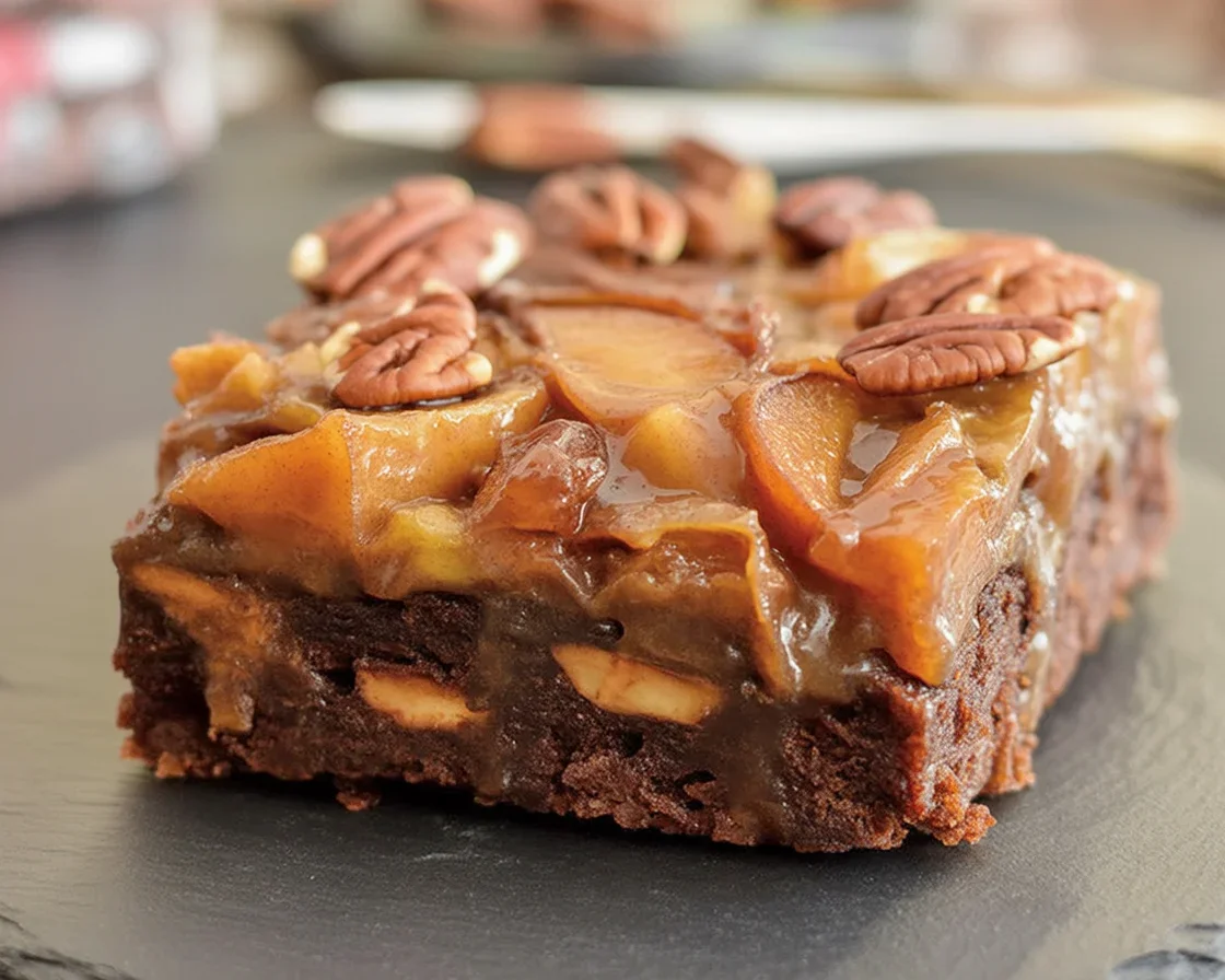 Delicious Pecan Pie Brownies with gooey topping over chocolate brownie base