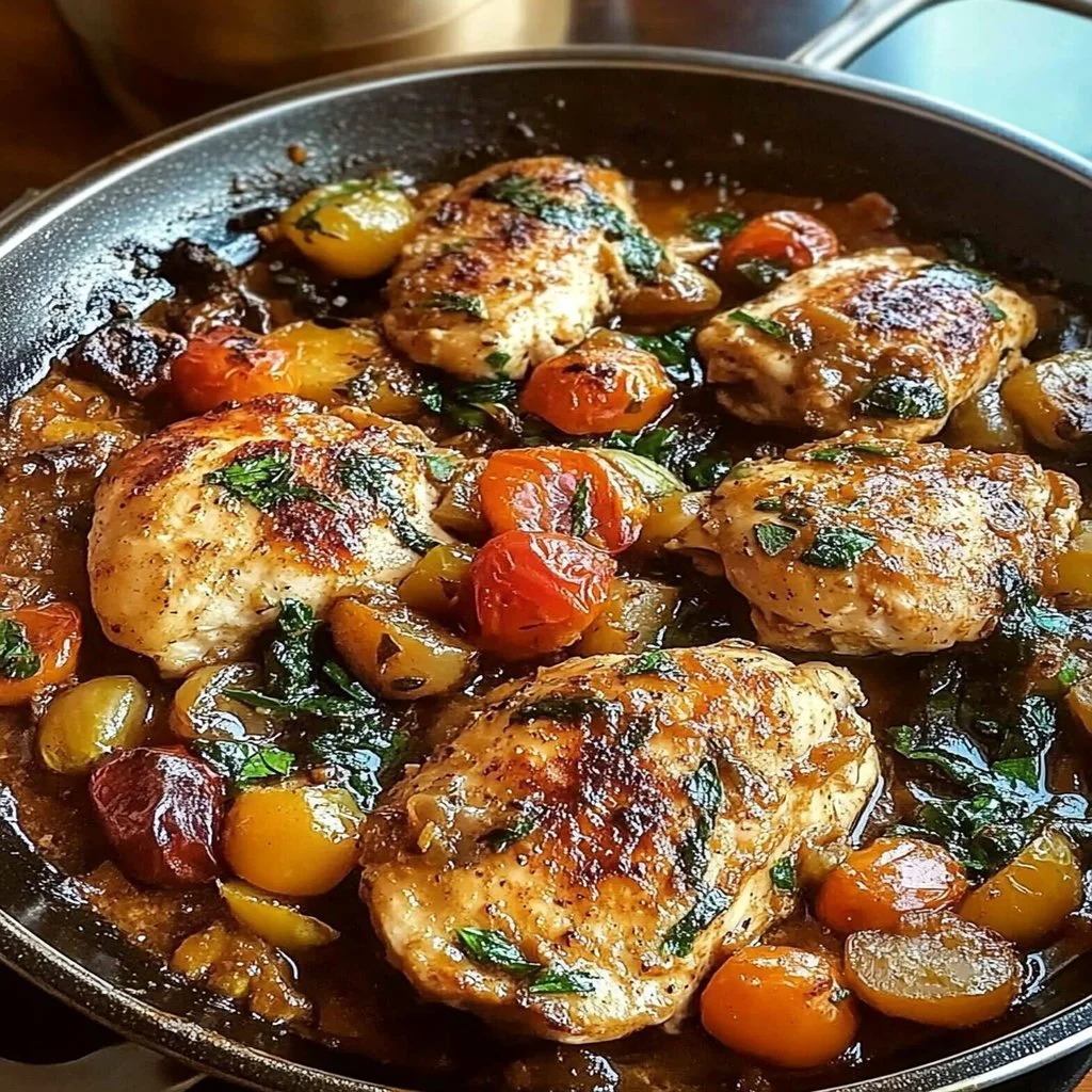 Mediterranean chicken sheet pan dinner with vegetables and spices