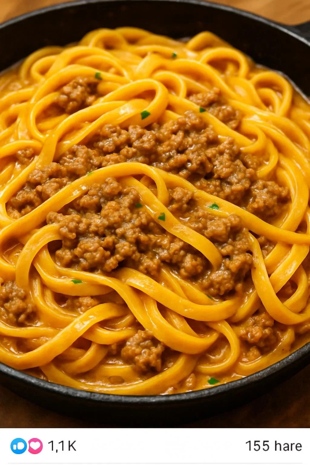 One-Pot Creamy Beef and Garlic Butter Pasta dish in a bowl.