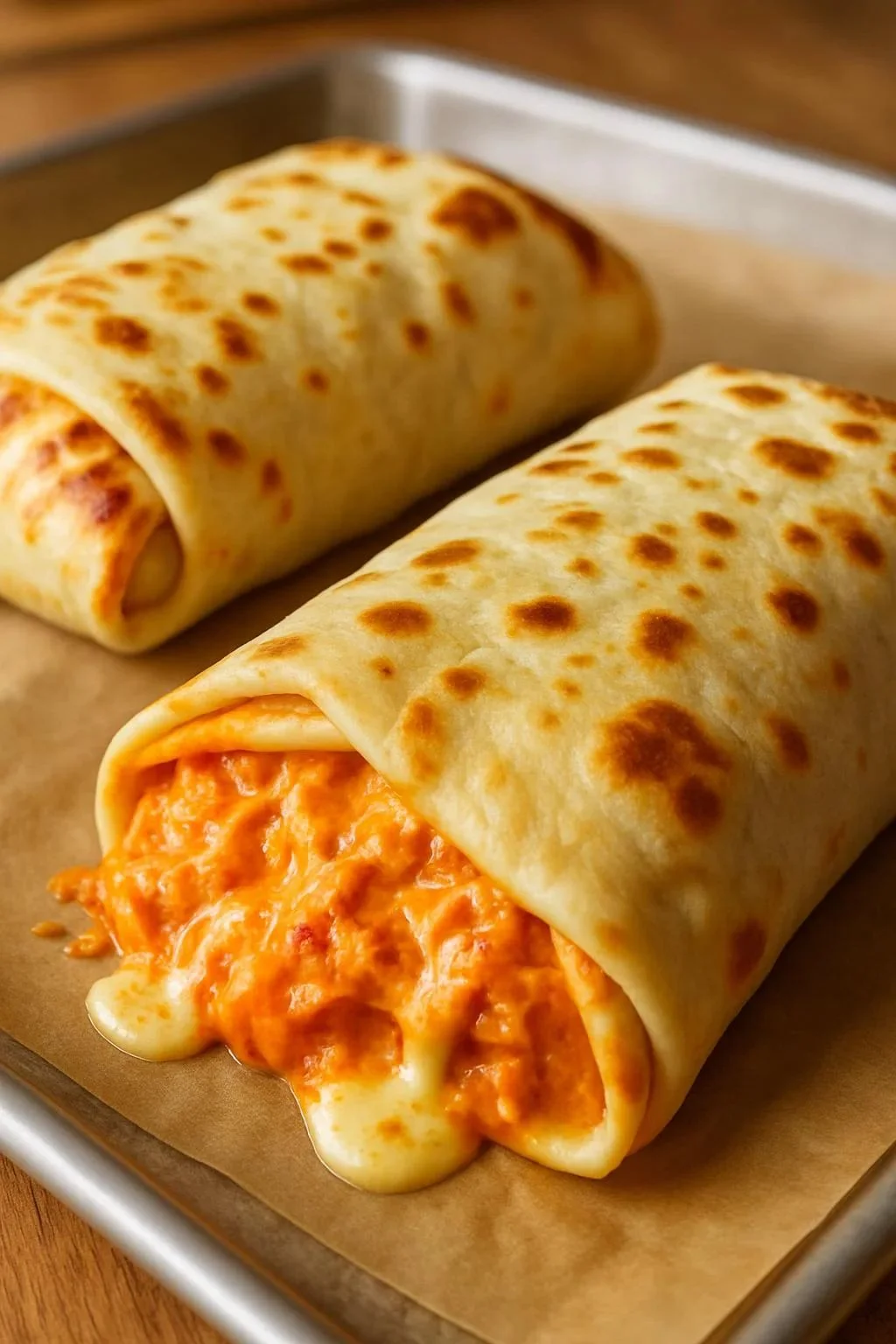 Delicious Buffalo Chicken Pizza pockets filled with gooey cheese and spicy chicken