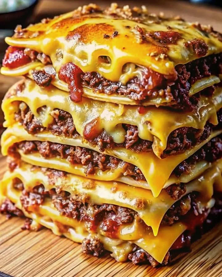 Parmesan Garlic Turkey Bacon Cheeseburger Lasagna recipe