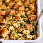 Bowl of perfect homemade stuffing with herbs and spices