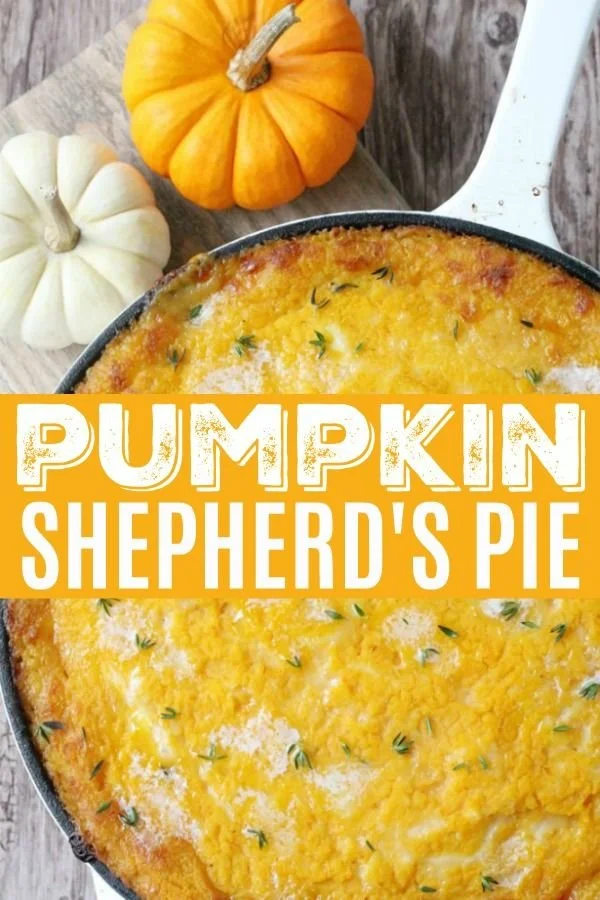 Delicious Pumpkin Shepherd's Pie topped with creamy mashed pumpkin and vegetables