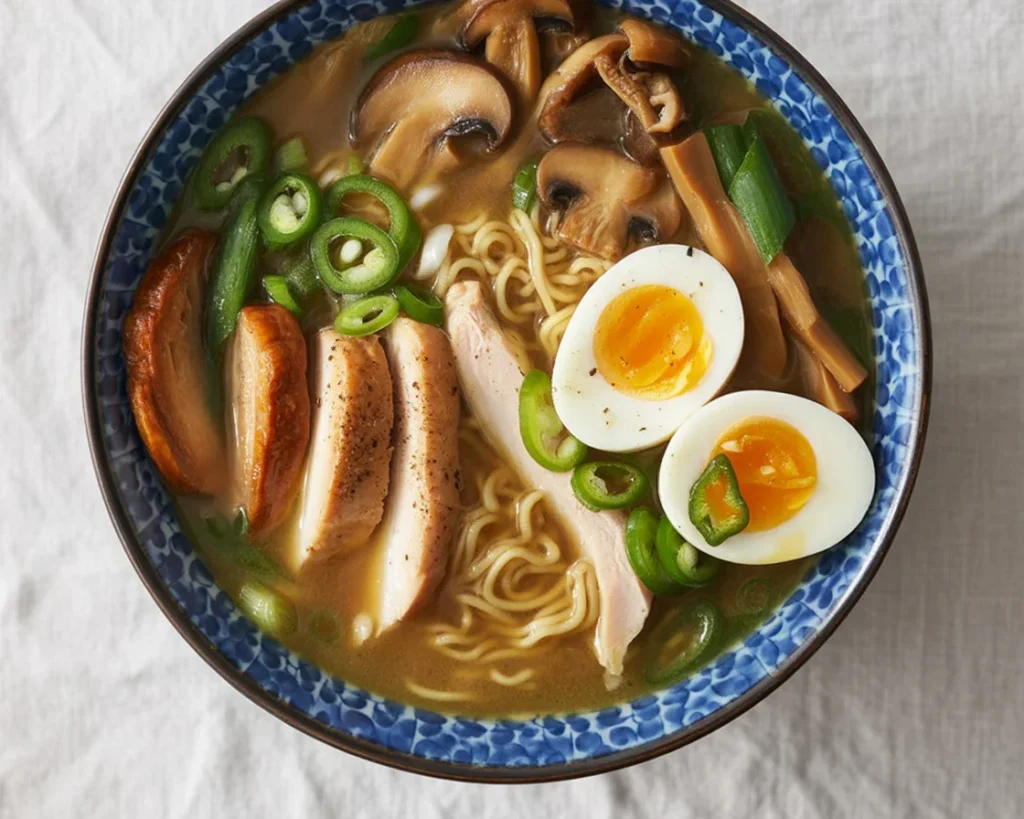Easy homemade chicken ramen with flavorful broth and fresh ingredients.