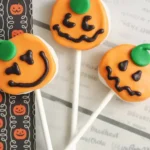 Delicious Pumpkin Marshmallow Lollipops decorated for Halloween festivities.