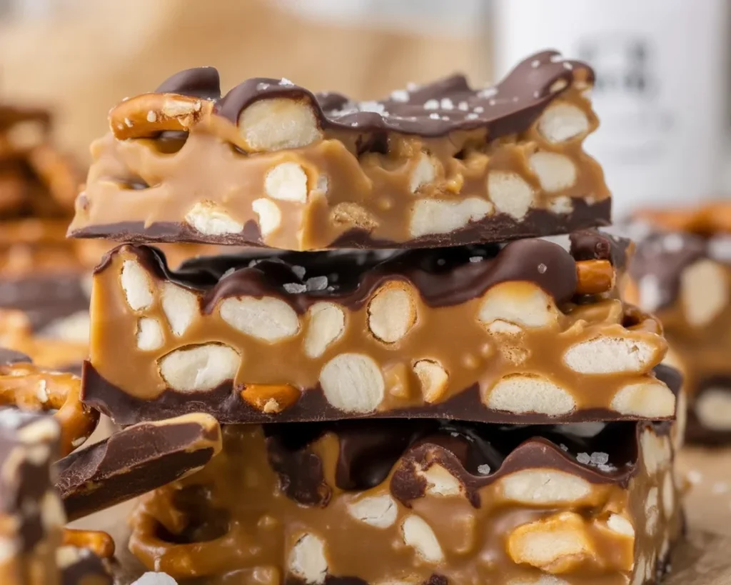 Delicious Salted Caramel Pretzel Bark with chocolate and sea salt