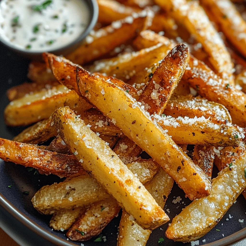 Crispy Air Fryer Garlic Parmesan Fries served in a bowl